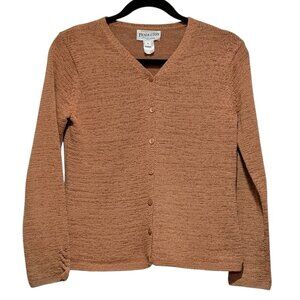 Pendelton Warm Camel Brown Chunky Knit Cardigan Preppy Old Money Womens Small